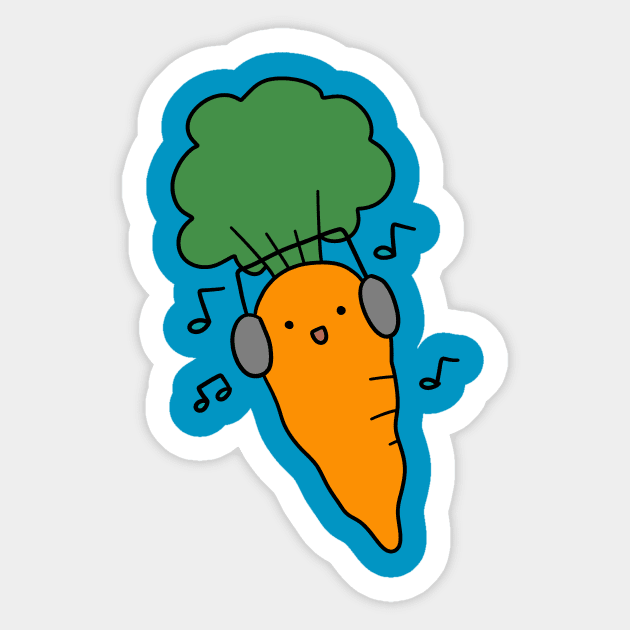 Carrot with Headphones Sticker by saradaboru